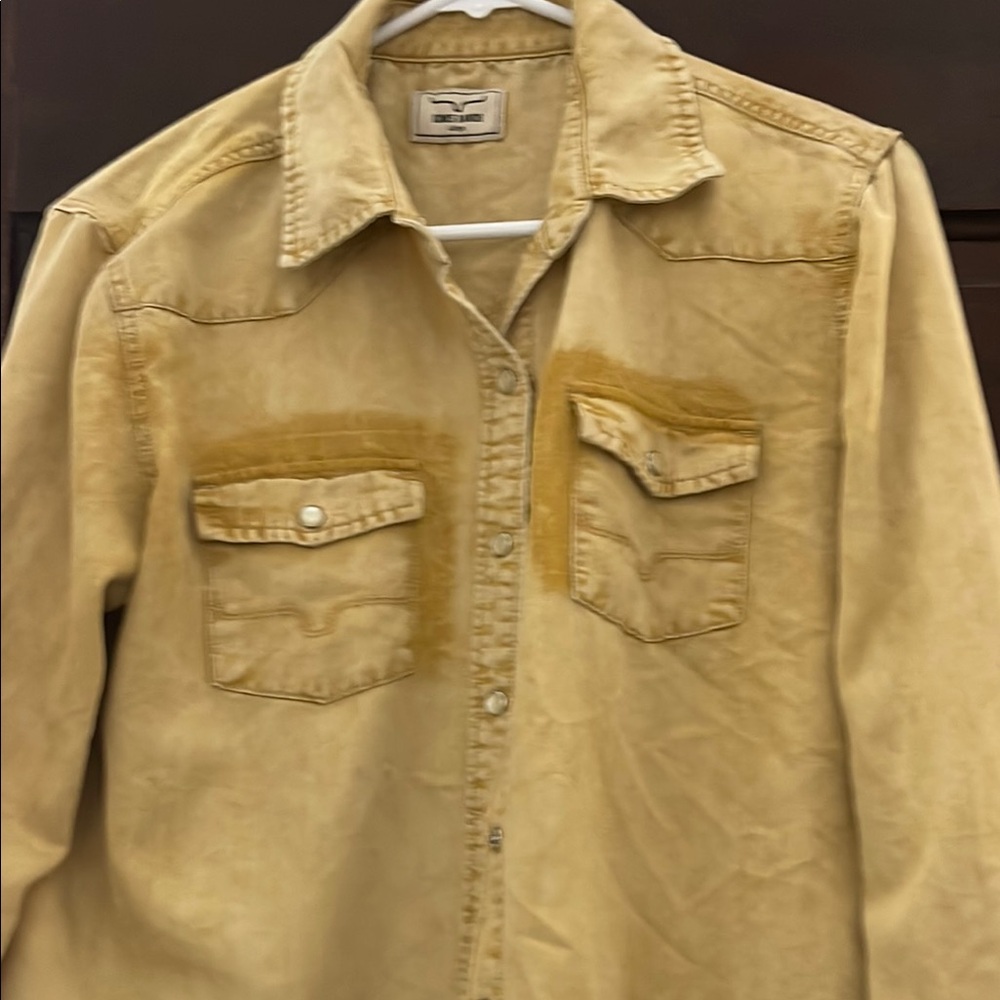 Kimes Ranch yellow  Button-Up Shirt Lg.